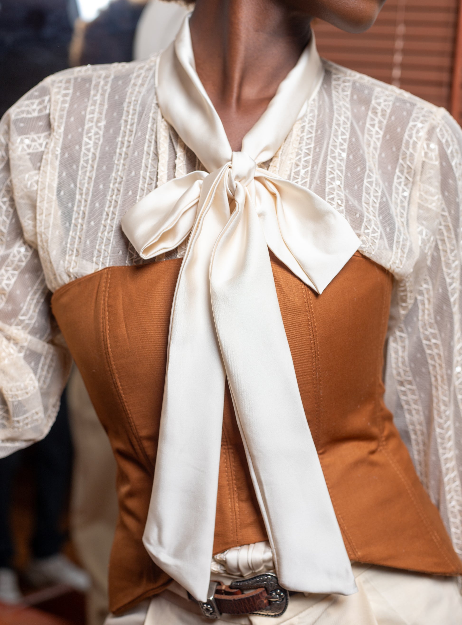 The Satin Bow Sheer Blouse